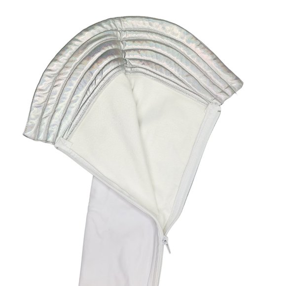 White Space Girl Thigh High Leggings with Zipper Back - Picture 3 of 5